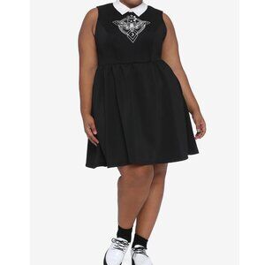 Hot Topic Death's Head Moth Peter Pan Collar Black Dress Plus Size 3 Gothic
